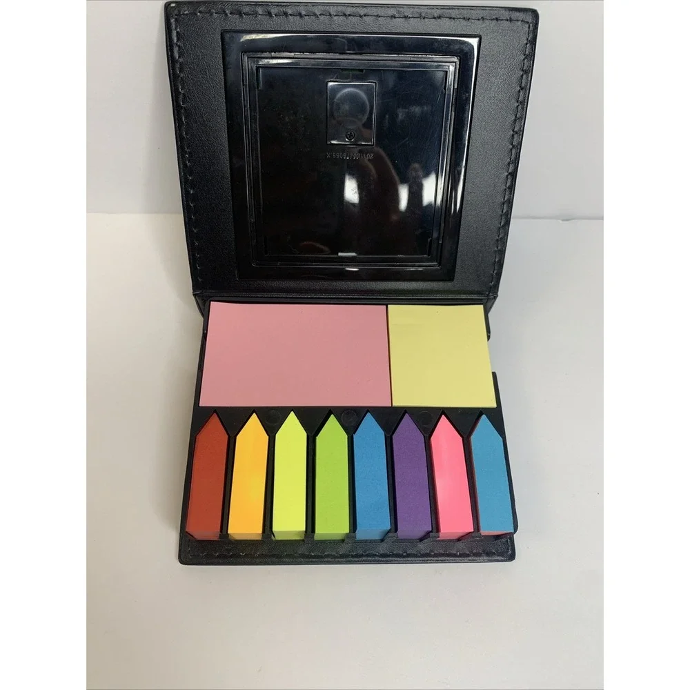 Faux Leather Sticky Note And Flag Organizer With a Built-in‎ Calculator Works